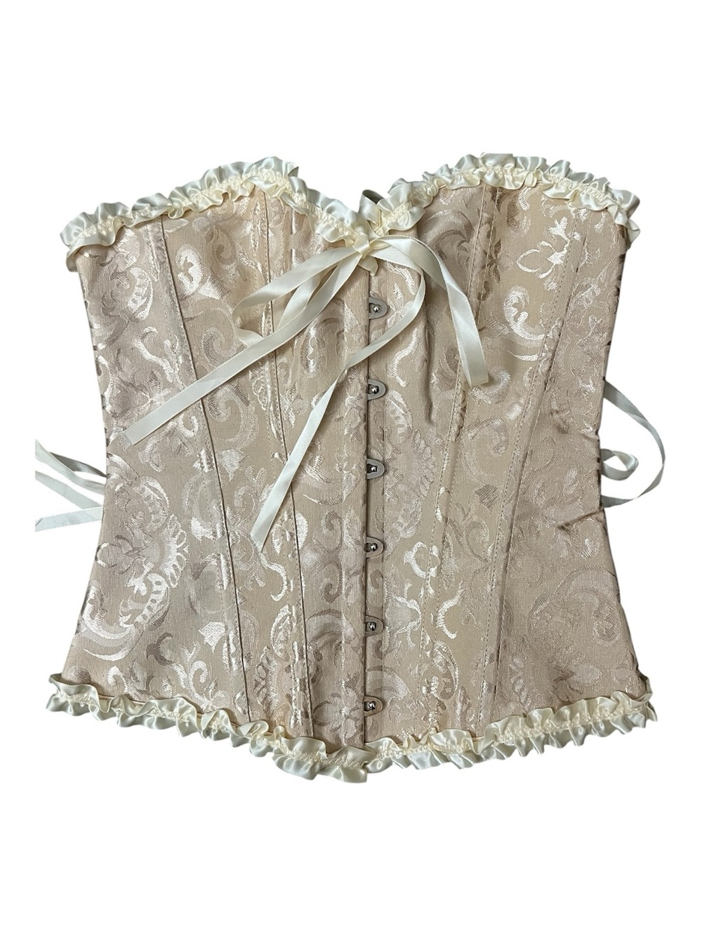 Cream/ivory Satin Brocade Lace-Up Bustier Corset size small like new